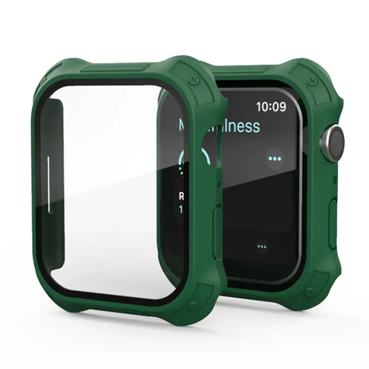 2 in 1 Frosted PC Frame + Screen Tempered Glass Film Protective Case, For Apple Watch Series 9 / 8 / 7 45mm, For Apple Watch Series 9 / 8 / 7 41mm