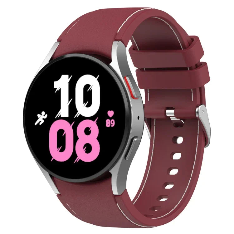 Universal Leather Texture Silicone Watch Band, For Samsung Galaxy Watch5 / Watch5 Pro /  Watch4