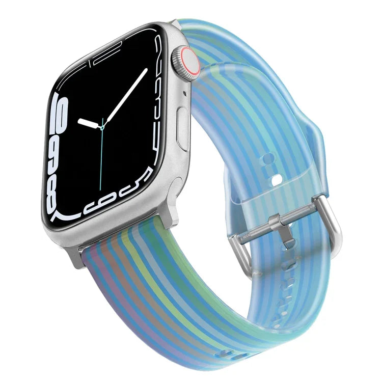Frosted Translucent Silicone Watch Band For Apple Watch Series, 7 45mm / 6&SE&5&4 44mm / 3&2&1 42mm, 7 41mm / 6&SE&5&4 40mm / 3&2&1 38mm