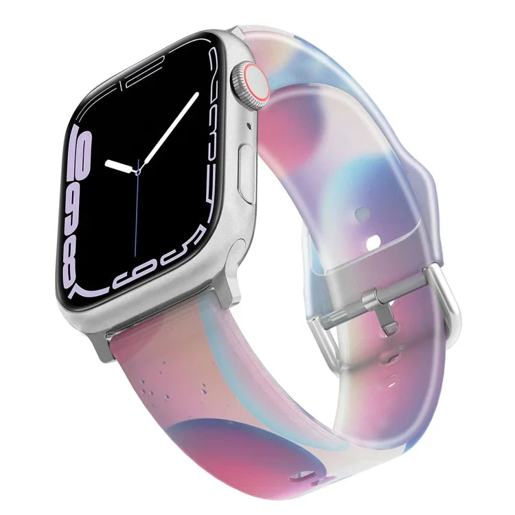 Frosted Translucent Silicone Watch Band For Apple Watch Series, 7 45mm / 6&SE&5&4 44mm / 3&2&1 42mm, 7 41mm / 6&SE&5&4 40mm / 3&2&1 38mm