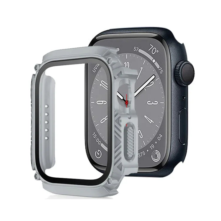 Screen Tempered Glass Film Armor Waterproof Watch Case, For Apple Watch Series 9 / 8 / 7 45mm, For Apple Watch Series 9 / 8 / 7 41mm