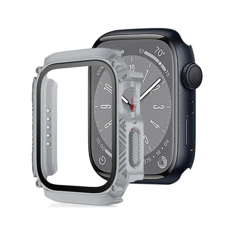 Screen Tempered Glass Film Armor Waterproof Watch Case, For Apple Watch Series 9 / 8 / 7 45mm, For Apple Watch Series 9 / 8 / 7 41mm