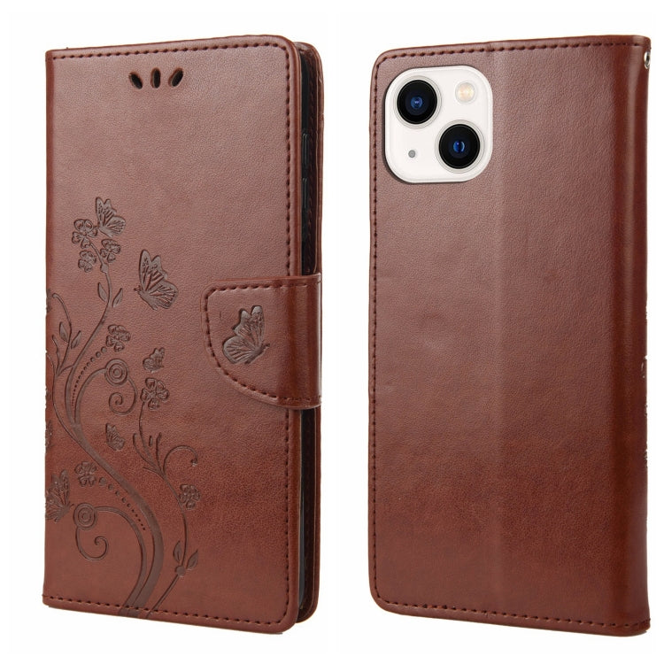 Butterfly Flower Pattern Flip Leather Phone Case, For iPhone 14, For iPhone 14 Plus, For iPhone 14 Pro, For iPhone 14 Pro Max