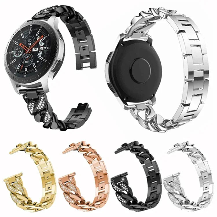 Row Diamonds Denim Chain Watch Band, For Samsung Galaxy Watch5 40mm/44mm / Watch5 Pro