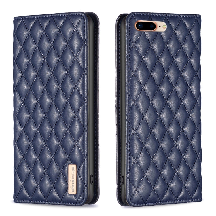 Diamond Lattice Magnetic Leather Flip Phone Case, For iPhone 8 Plus / 7 Plus