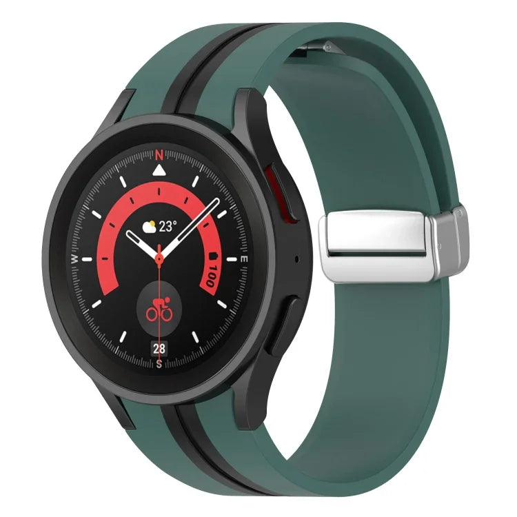 Two-color Silver Buckle Silicone Watch Band, For Samsung Galaxy Watch 5 Pro