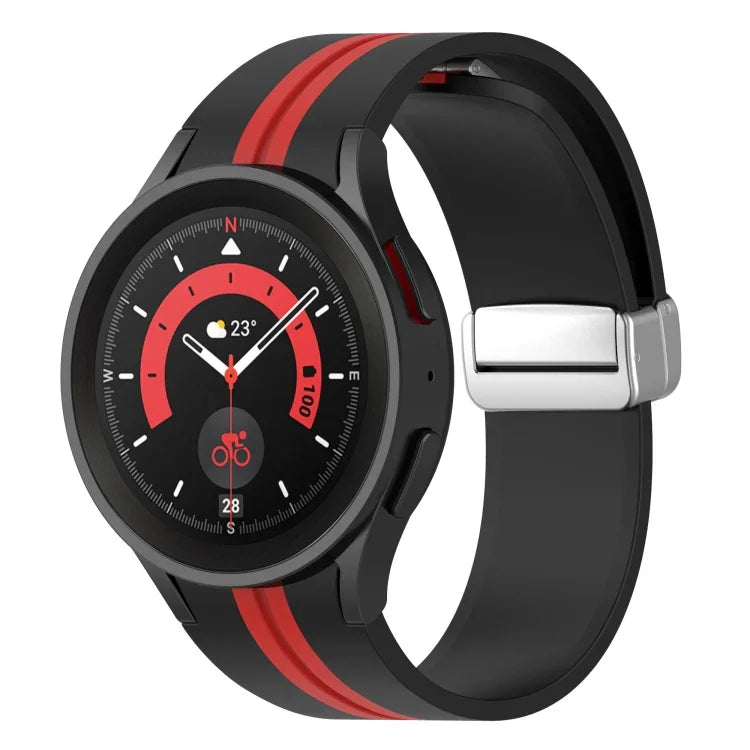 Two-color Silver Buckle Silicone Watch Band, For Samsung Galaxy Watch 5 Pro