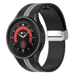 Two-color Silver Buckle Silicone Watch Band, For Samsung Galaxy Watch 5 Pro