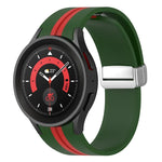 Two-color Silver Buckle Silicone Watch Band, For Samsung Galaxy Watch 5 Pro