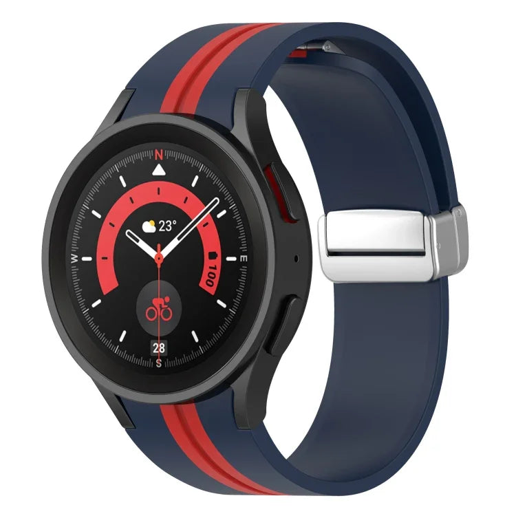 Two-color Silver Buckle Silicone Watch Band, For Samsung Galaxy Watch 5 Pro