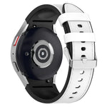 For Samsung Galaxy Watch5 44mm / 40mm Silicone Leather Silver Buckle Watch Band, S, L