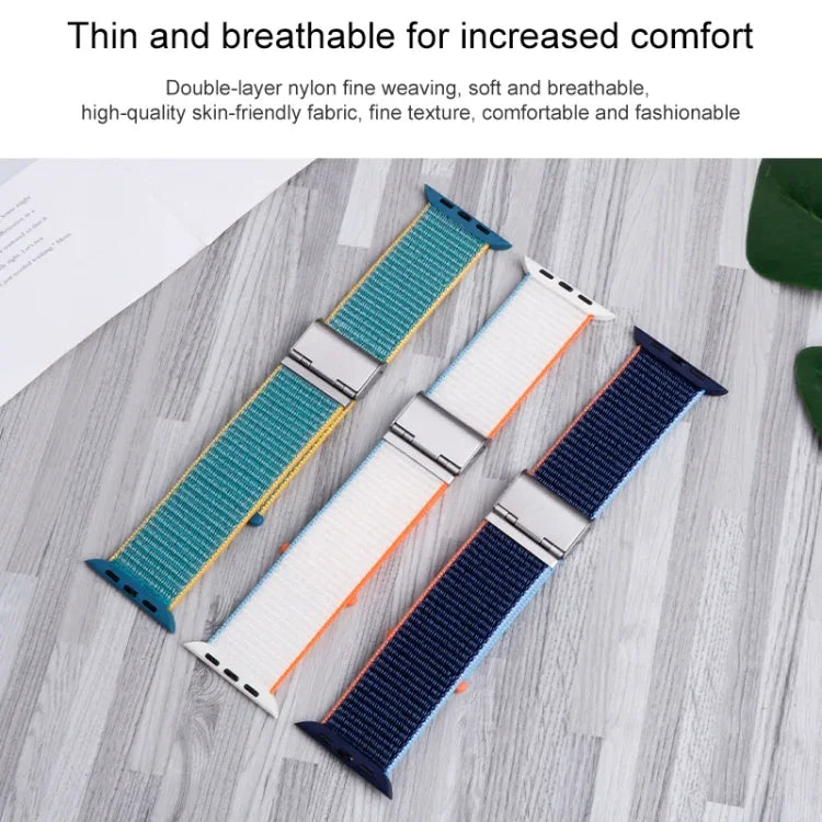 Metal Buckle Nylon Strap, For Apple Watch Series 8&7 41mm / SE 2&6&SE&5&4 40mm / 3&2&1 38mm, For Apple Watch Ultra 49mm / Series 8&7 45mm / SE 2&6&SE&5&4 44mm / 3&2&1 42mm
