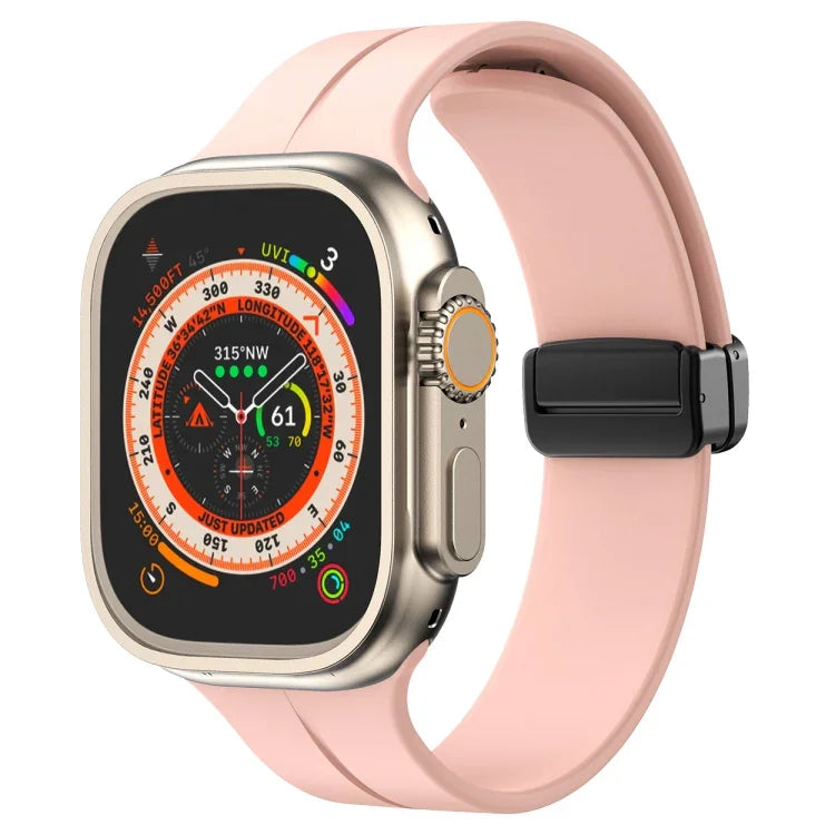 Solid Color Silicone Watch Band, For Apple Watch Ultra 49mm / Series 8&7 45mm / SE 2&6&SE&5&4 44mm, For Apple Watch Series 8&7 41mm / SE 2&6&SE&5&4 40mm / 3&2&1 38mm