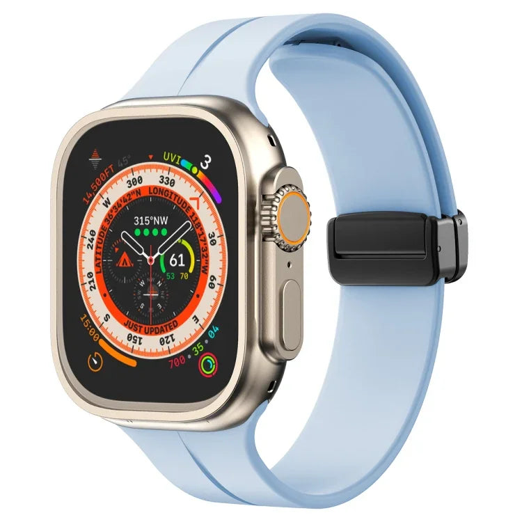 Solid Color Silicone Watch Band, For Apple Watch Ultra 49mm / Series 8&7 45mm / SE 2&6&SE&5&4 44mm, For Apple Watch Series 8&7 41mm / SE 2&6&SE&5&4 40mm / 3&2&1 38mm