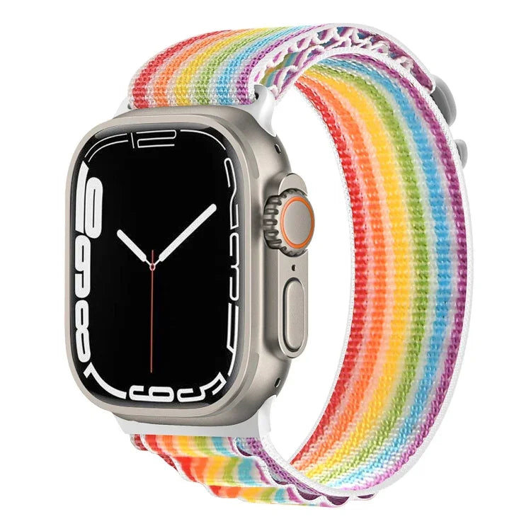 Silver Buckle Nylon Watch Band, For Apple Watch Ultra 49mm / Series 8&7 45mm / SE 2&6&SE&5&4 44mm, For Apple Watch Series 8&7 41mm / SE 2&6&SE&5&4 40mm / 3&2&1 38mm