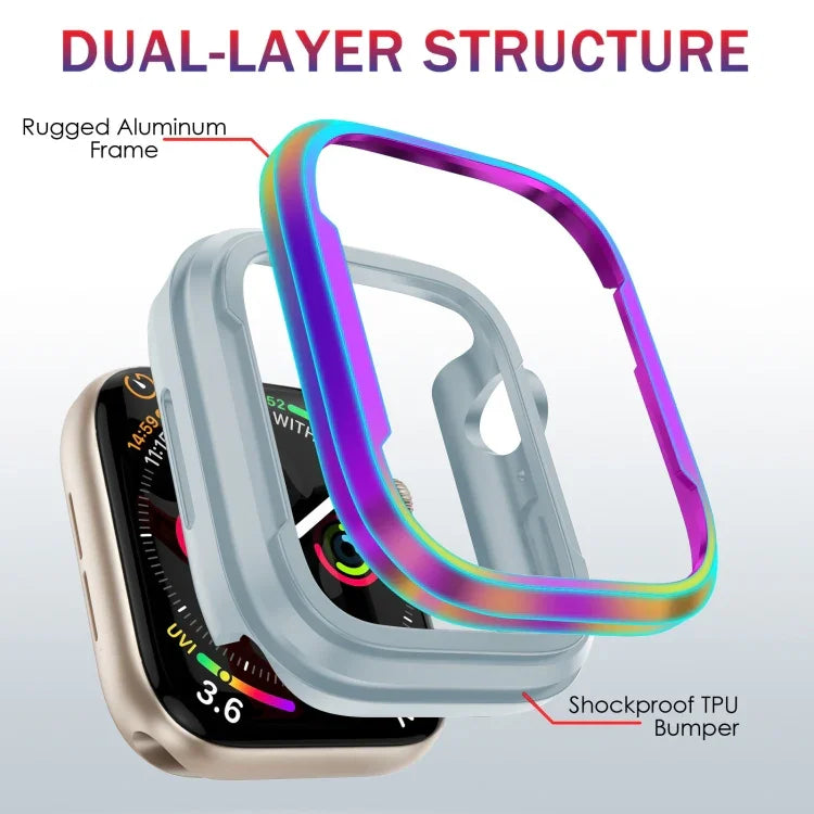 Aluminum Alloy + TPU 2 in 1 Protective Case, For Apple Watch Ultra 3 / 2 / 1 49mm, For Apple Watch  Series 9 / 8 / 7 45mm, For Apple Watch Series 6 / 5 / 4 / SE 44mm, For Apple Watch Series 9 / 8 / 7 41mm, For Apple Watch Series 6 / 5 / 4 / SE 40mm