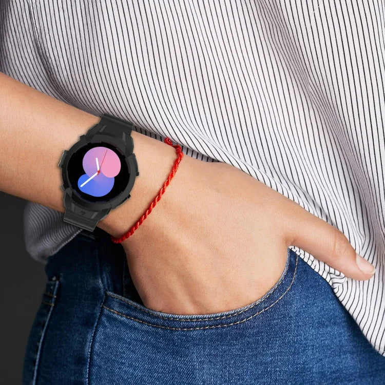 Armor Silicone Watch Band + Protective Case, For Samsung Galaxy Watch5 40mm, For Samsung Galaxy Watch5 44mm, For Samsung Galaxy Watch4 40mm, For Samsung Galaxy Watch4 44mm