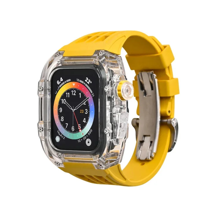 Fluorine Rubber Clear Watch Band Case, For Apple Watch Series 8&7 45mm, For Apple Watch Series 8&7 45mm/SE 2&6&SE&5&4 44mm