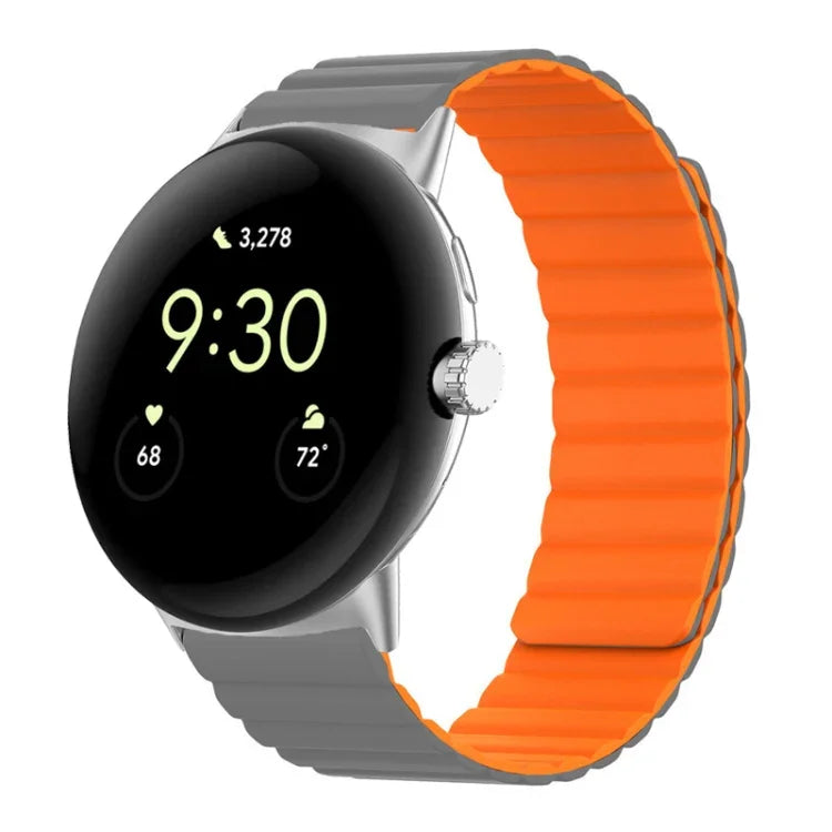 Two-section Magnetic Silicone Watch Band, For Google Pixel Watch 4 / 3 / 2 / 1 41mm