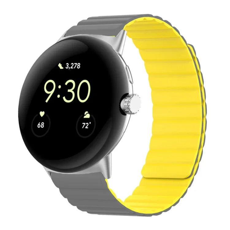 Two-section Magnetic Silicone Watch Band, For Google Pixel Watch 4 / 3 / 2 / 1 41mm