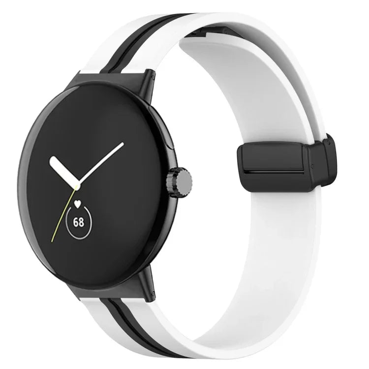 Two-color Folding Buckle Silicone Watch Band, For Google Pixel Watch 4 / 3 / 2 / 1 41mm
