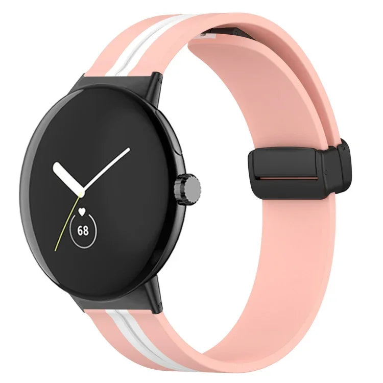 Two-color Folding Buckle Silicone Watch Band, For Google Pixel Watch 4 / 3 / 2 / 1 41mm