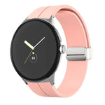 Solid-color Folding Buckle Silicone Watch Band, For Google Pixel Watch 4 / 3 / 2 / 1 41mm