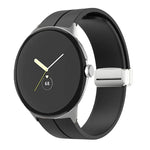 Solid-color Folding Buckle Silicone Watch Band, For Google Pixel Watch 4 / 3 / 2 / 1 41mm