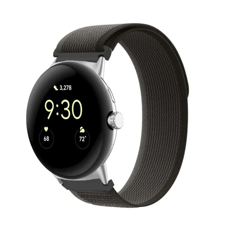 Loop Silver Connector Nylon Watch Band, For Google Pixel Watch 4 / 3 / 2 / 1 41mm