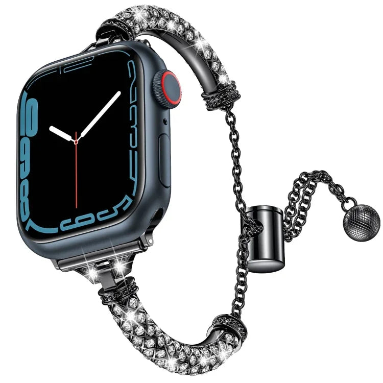 Full Diamond Metal Bracelet Watch Band, For Apple Watch Series 8&7 45mm / SE 2&6&SE&5&4 44mm, For Apple Watch Series 8&7 41mm / SE 2&6&SE&5&4 40mm