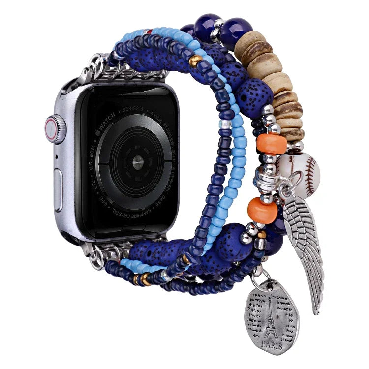 Beaded Posey Wings Bracelet Watch Band, For Apple Watch Series 8&7 45mm / SE 2&6&SE&5&4 44mm, For Apple Watch Series 8&7 41mm / SE 2&6&SE&5&4 40mm