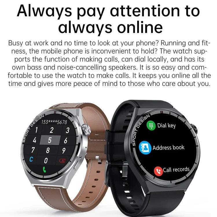 HDT 3 Max 1.6 inch Leather Band IP67 Waterproof Smart Watch Support Bluetooth Call / NFC, Leather Band (Black), Leather Band (Silver)