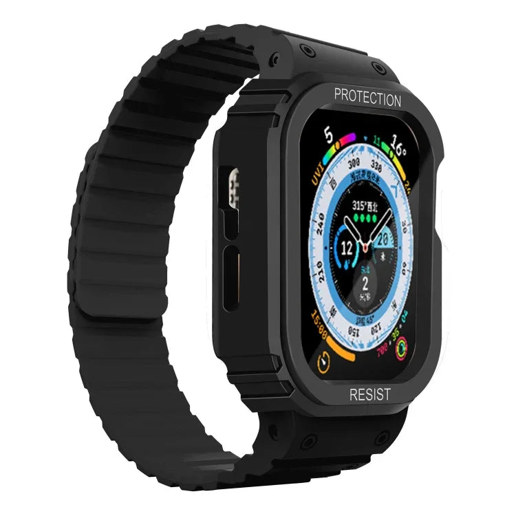 Silicone Integrated Frame Watch Band, For Apple Watch Series 8&7 41mm / SE 2&6&SE&5&4 40mm, For Apple Watch Ultra 49mm, For Apple Watch Series 8&7 45mm / SE 2&6&SE&5&4 44mm