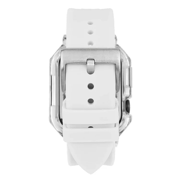 Crystal Clear Polycarbonate Case Silicone Watch Band, For Apple Watch Series 8&7 45mm