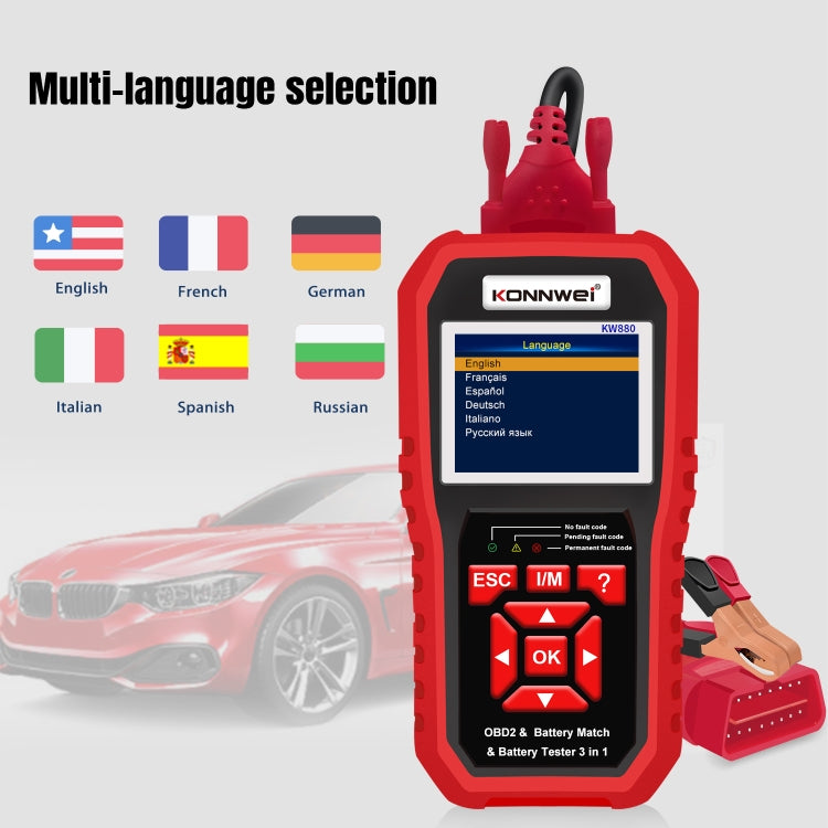 KONNWEI KW880 3 in 1 Car OBD2 Fault Diagnosis + Battery Tester + Battery Match Reset, BK880