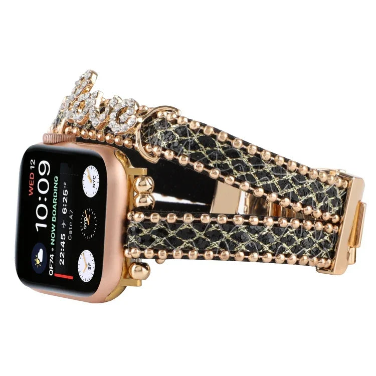 LOVE Leather Chain Watch Band, For Apple Watch Series 8&7 45mm, For Apple Watch Series 8&7 41mm