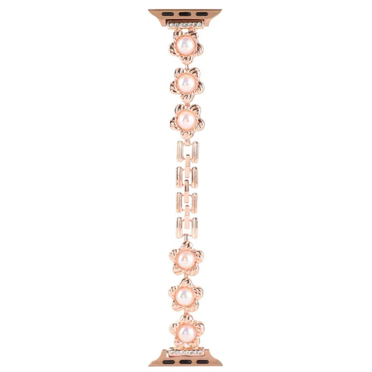 Flower Bracelet Metal Watch Band, For Apple Watch Series 8&7 45mm, For Apple Watch Series 8&7 41mm