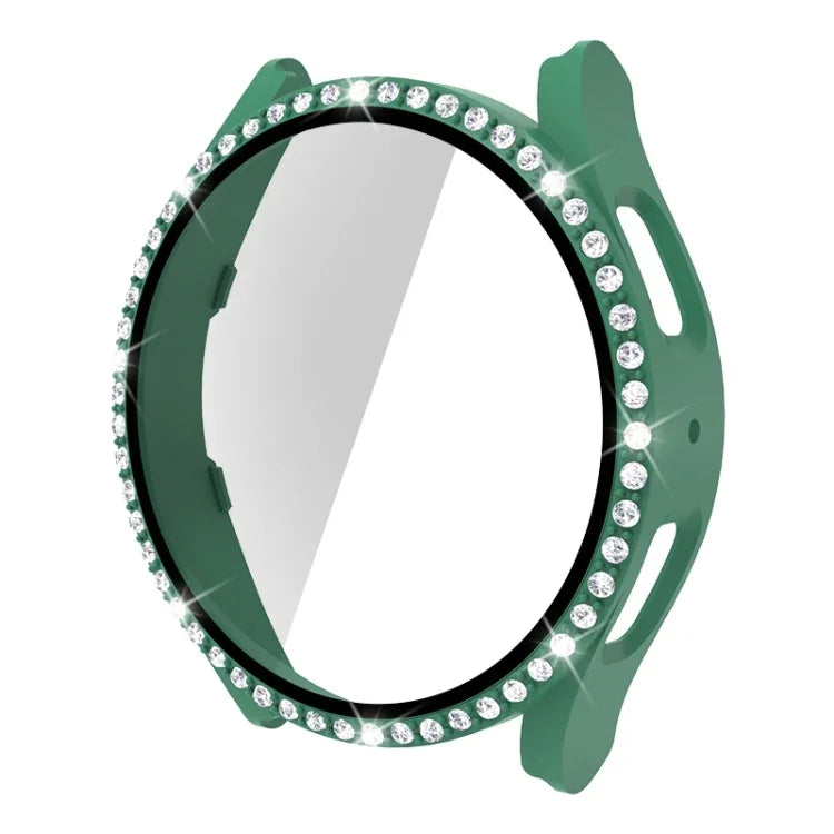 Single Row Diamond PC + Tempered Glass Watch Case, For Samsung Galaxy Watch5 44mm