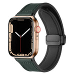 Magnetic Folding Silicone Leather Watch Band For Apple Watch Ultra 49mm / Series 8&7 45mm / SE 2&6&SE&5&4 44mm / 3&2&1 42mm, For Apple Watch Ultra 49mm