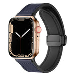 Magnetic Folding Silicone Leather Watch Band For Apple Watch Ultra 49mm / Series 8&7 45mm / SE 2&6&SE&5&4 44mm / 3&2&1 42mm, For Apple Watch Ultra 49mm