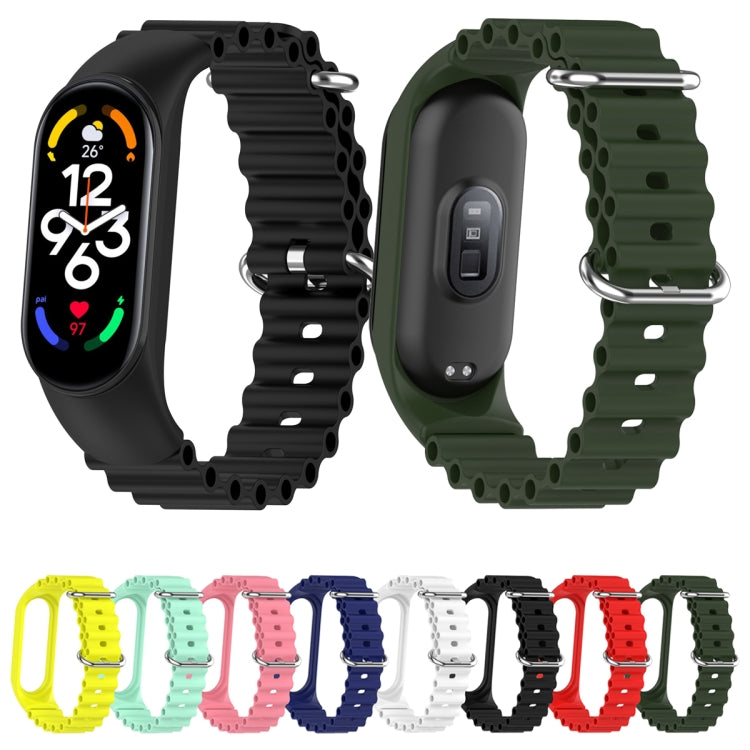 Solid Color Marine Silicone Breathable Watch Band, For Xiaomi Mi Band 7 / 6 / 5 / 4 / 3