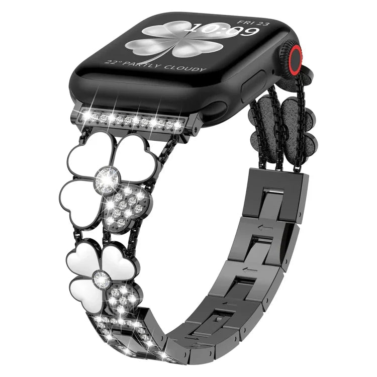 Petal Metal Diamond Watch Band, For Apple Watch 3 38mm, For Apple Watch 9 45mm, For Apple Watch 3 42mm, For Apple Watch 2 38mm, For Apple Watch 2 42 mm, For Apple Watch 38mm, For Apple Watch 42mm, For Apple Watch 9 41mm