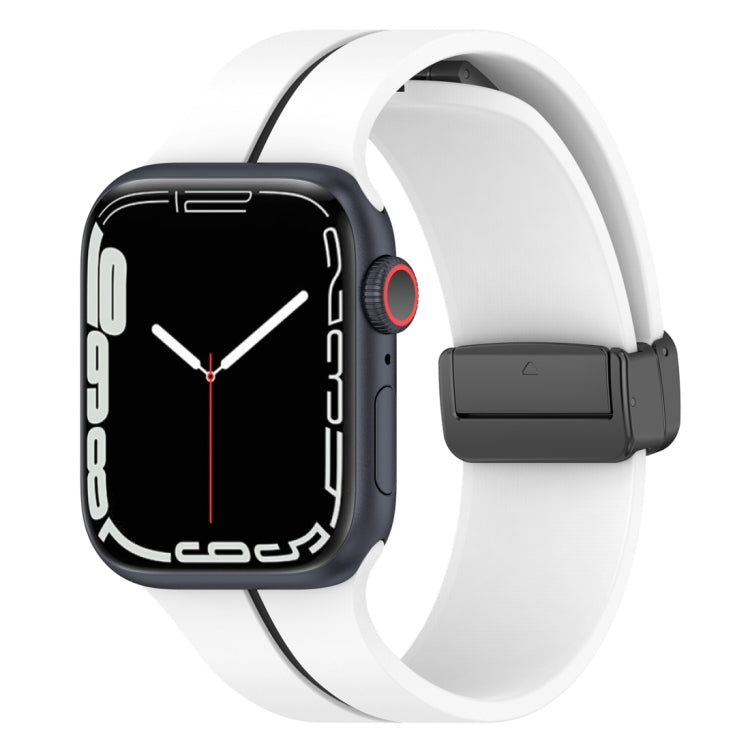 Two Color Folding Buckle Silicone Watch Band, For Apple Watch 4 44mm, For Apple Watch 3 38mm, For Apple Watch 3 42mm, For Apple Watch 2 38mm