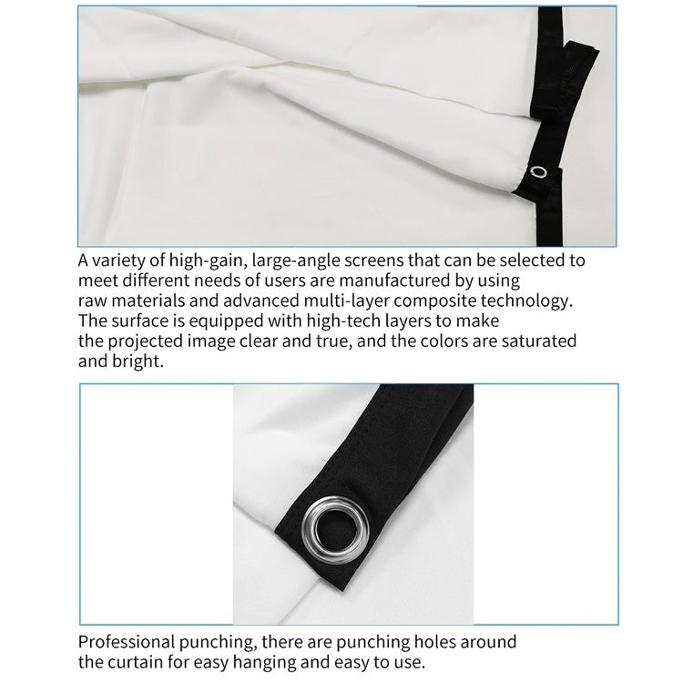 Simple Folding Thin Polyester Projector Film Curtain, 30 inch 16:9, 150 inch 4:3, 150 inch 16:9, 180 inch 16:9, 200 inch 16:9