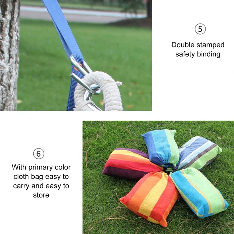 Outdoor Double Thickened Canvas Hammock Indoor Swing with Detachable Curved Rod, 200x100cm