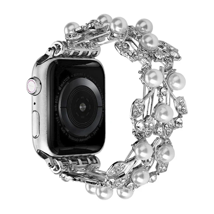 Four-leaf Bead Metal Watch Band, For Apple Watch 6 40mm, For Apple Watch 6 44mm, For Apple Watch 5 44mm, For Apple Watch 5 40mm, For Apple Watch 4 44mm, For Apple Watch 4 40mm, For Apple Watch 3 38mm, For Apple Watch 3 42mm, For Apple Watch 2 42mm     ...