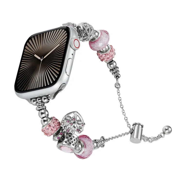 Bead Bracelet Metal Watch Band, For Apple Watch Series 10 46mm, For Apple Watch Series 10 42mm, For Apple Watch SE 2023 44mm, For Apple Watch SE 2023 40mm, For Apple Watch Ultra 2 49mm, For Apple Watch 9 45mm, For Apple Watch 9 41mm                    ...