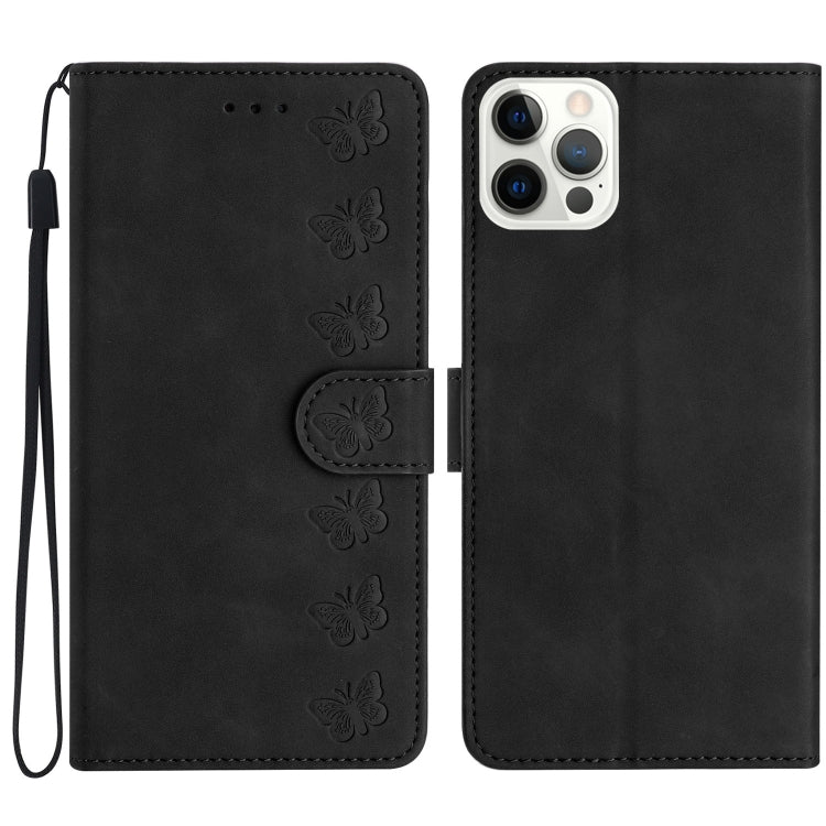 Seven Butterflies Embossed Leather Phone Case, For iPhone 16e / 17e, For iPhone 17 Pro Max, For iPhone 17 Pro, For iPhone 17, For iPhone Air, For iPhone 16 Pro Max, For iPhone 16 Pro, For iPhone 16 Plus