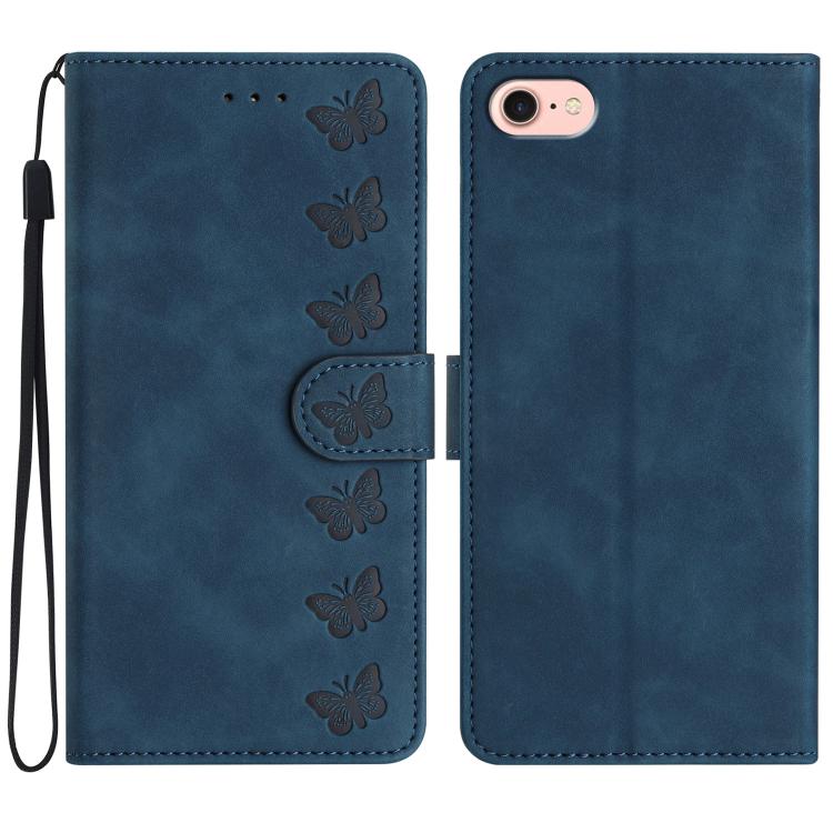 Seven Butterflies Embossed Leather Phone Case, For iPhone 16e / 17e, For iPhone 17 Pro Max, For iPhone 17 Pro, For iPhone 17, For iPhone Air, For iPhone 16 Pro Max, For iPhone 16 Pro, For iPhone 16 Plus