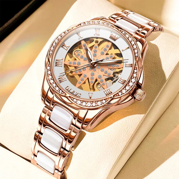 OLEVS 6681 Women Multifunctional Hollow Waterproof Mechanical Watch